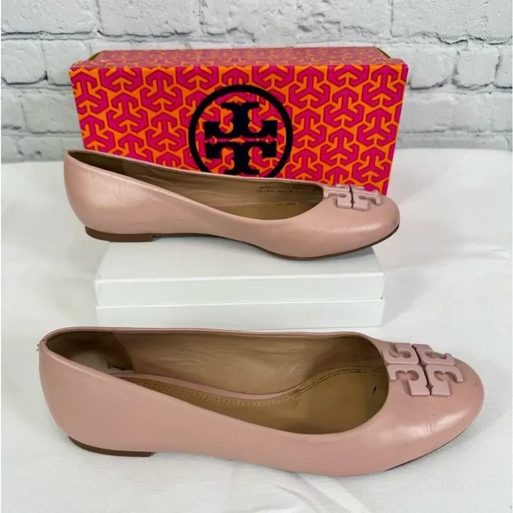 #TORY BURCH Lowells 2 Ballet Flat Mestico Pink Quarts Size 7